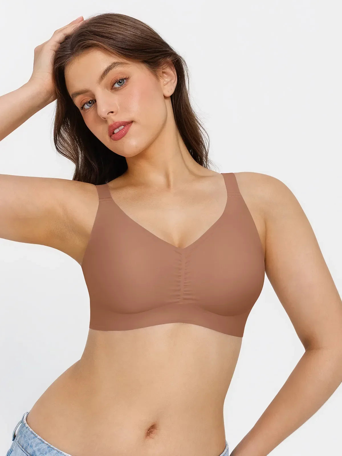 Seamless Wireless Ruched Comfort Minimizer Bra
