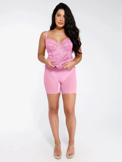 Shapewear All-Lace Side Slit Hourglass Corset Midi Dress