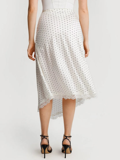 Shapewear Asymmetric Ruched Lace Midi Skirt