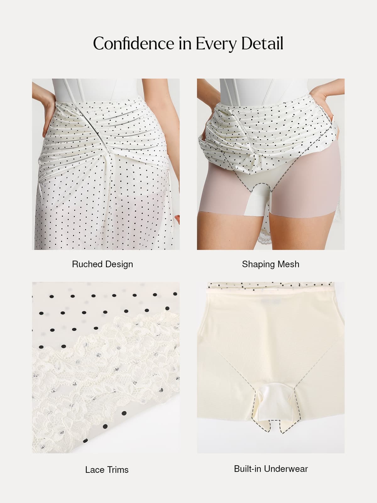 Shapewear Asymmetric Ruched Lace Midi Skirt