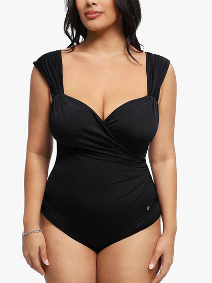 Shapewear Cap Sleeve Bodysuit Lace Fishtail Coverup Skirt Set