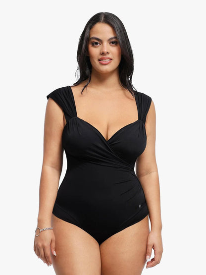 Shapewear Cap Sleeve Bodysuit Lace Fishtail Coverup Skirt Set