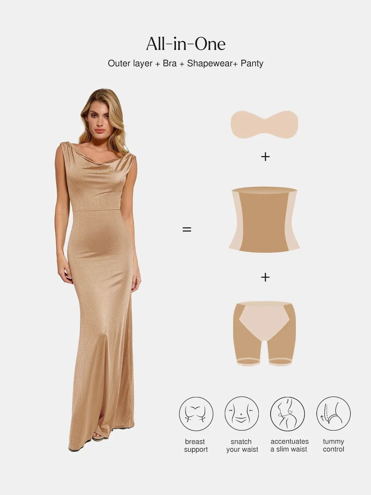 Shapewear Convertible Shine Sculpting Maxi Mermaid Dress
