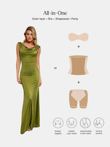 Shapewear Convertible Shine Sculpting Maxi Mermaid Dress