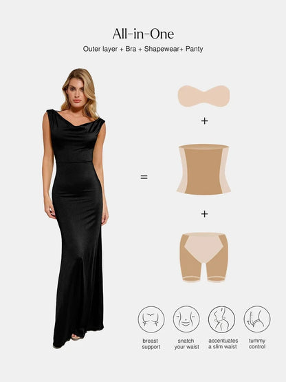 Shapewear Convertible Shine Sculpting Maxi Mermaid Dress