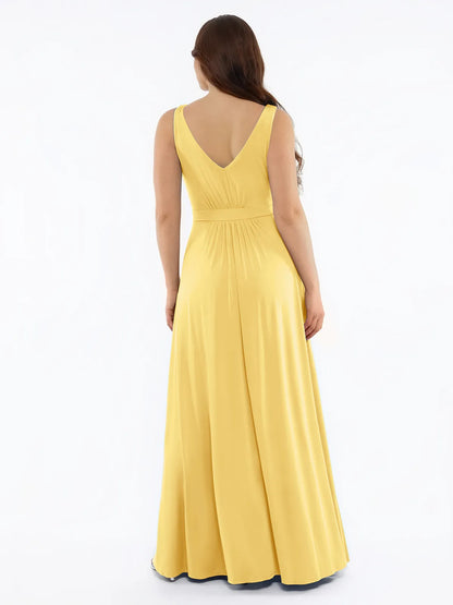 Shapewear Deep V-Neck Front Slit Goddess Maxi Dress