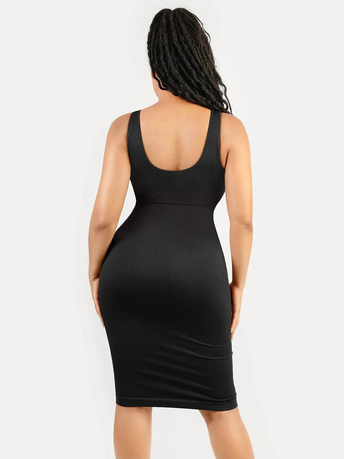 Shapewear Deep V-Neck Tummy Control Midi Dress