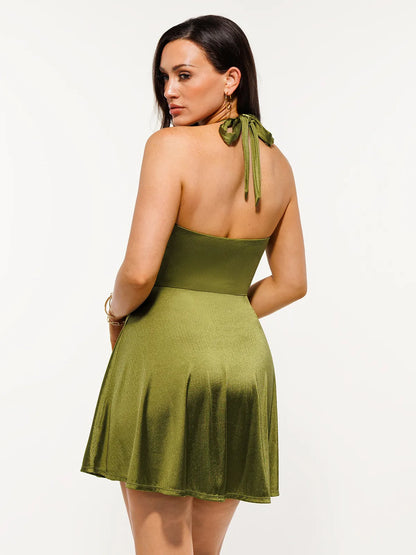 Shapewear Halter Fit & Flare Mini Dress
