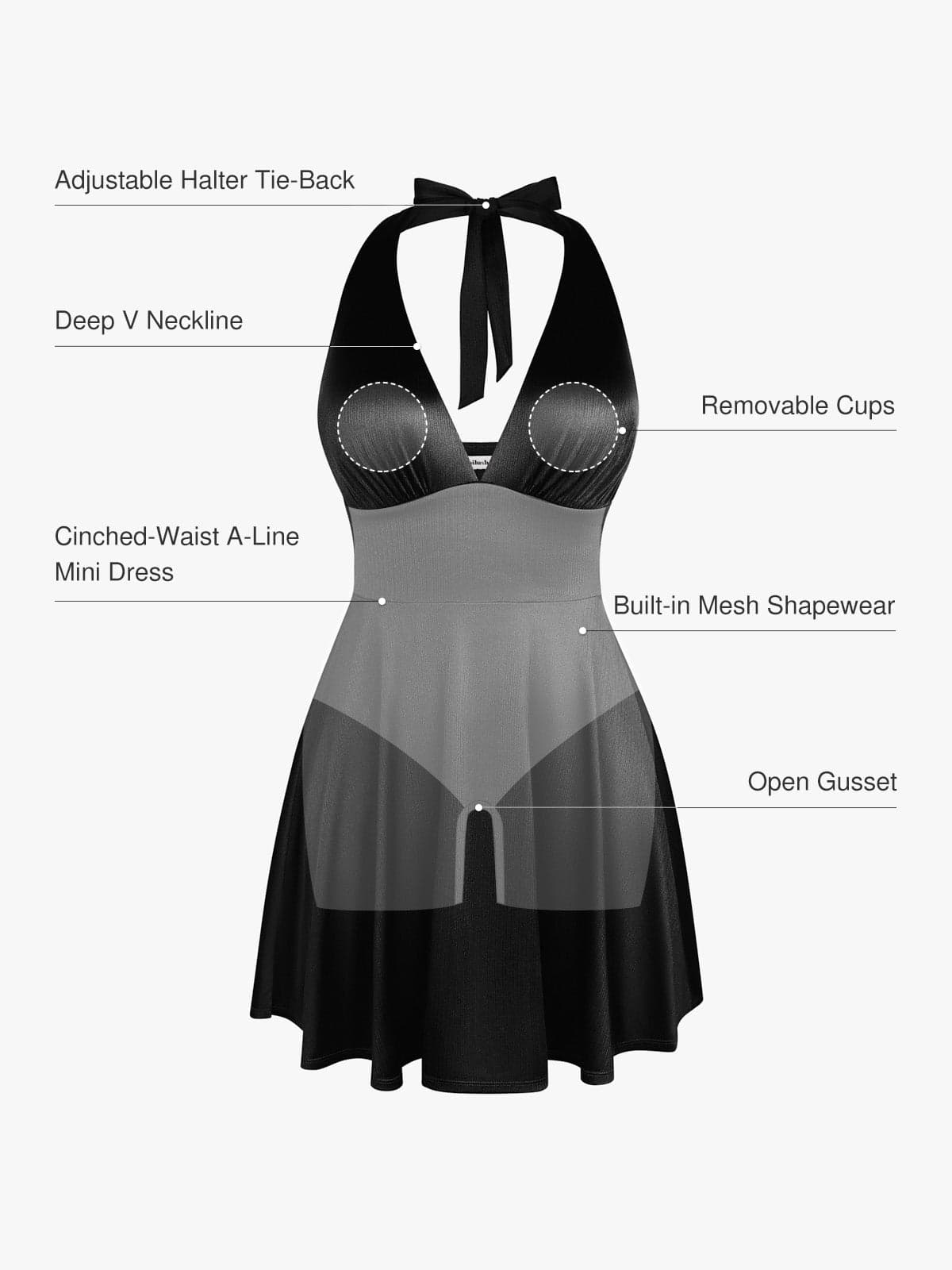 Shapewear Halter Fit & Flare Mini Dress
