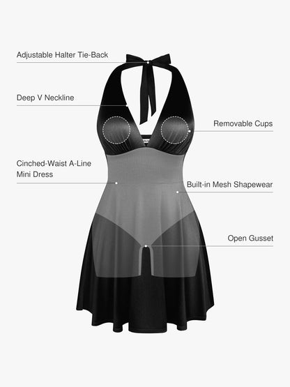 Shapewear Halter Fit & Flare Mini Dress