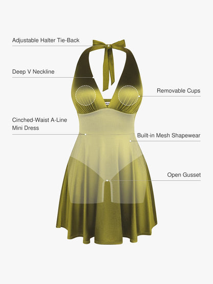 Shapewear Halter Fit & Flare Mini Dress