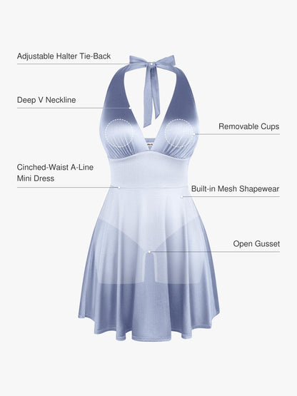 Shapewear Halter Fit & Flare Mini Dress