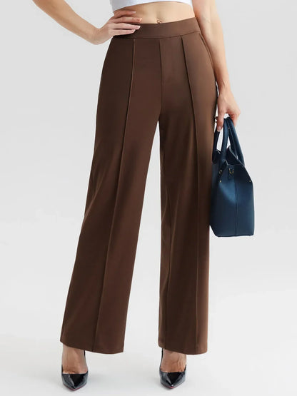 Shapewear Stretch Knit High-Waisted Tummy Control Wide Leg Trousers