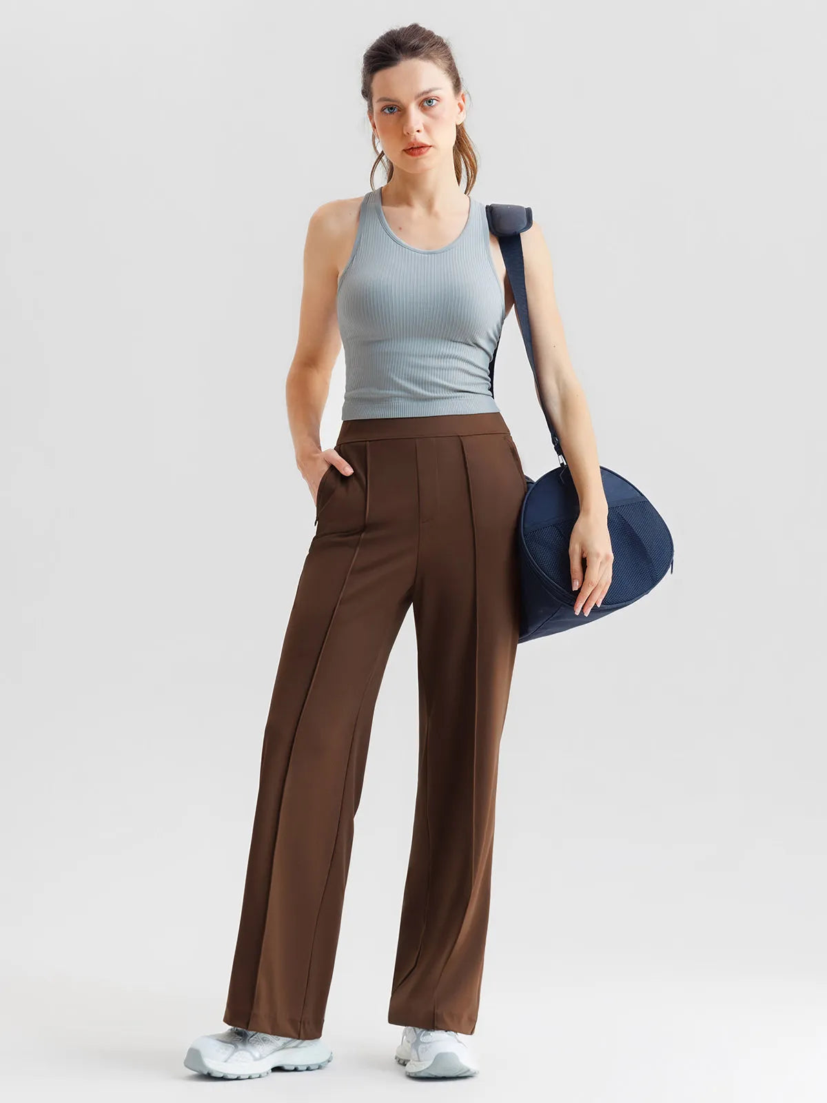 Shapewear Stretch Knit High-Waisted Tummy Control Wide Leg Trousers