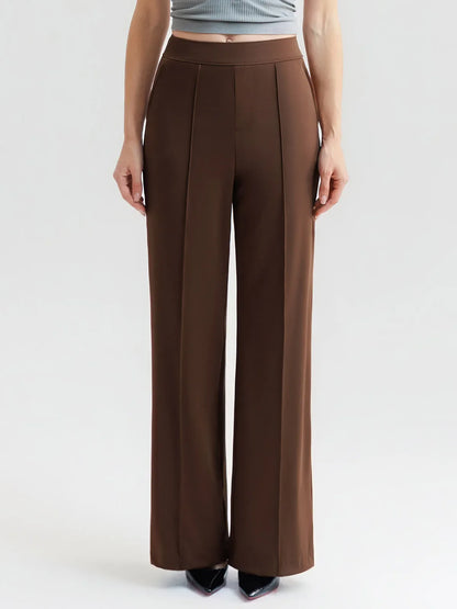 Shapewear Stretch Knit High-Waisted Tummy Control Wide Leg Trousers