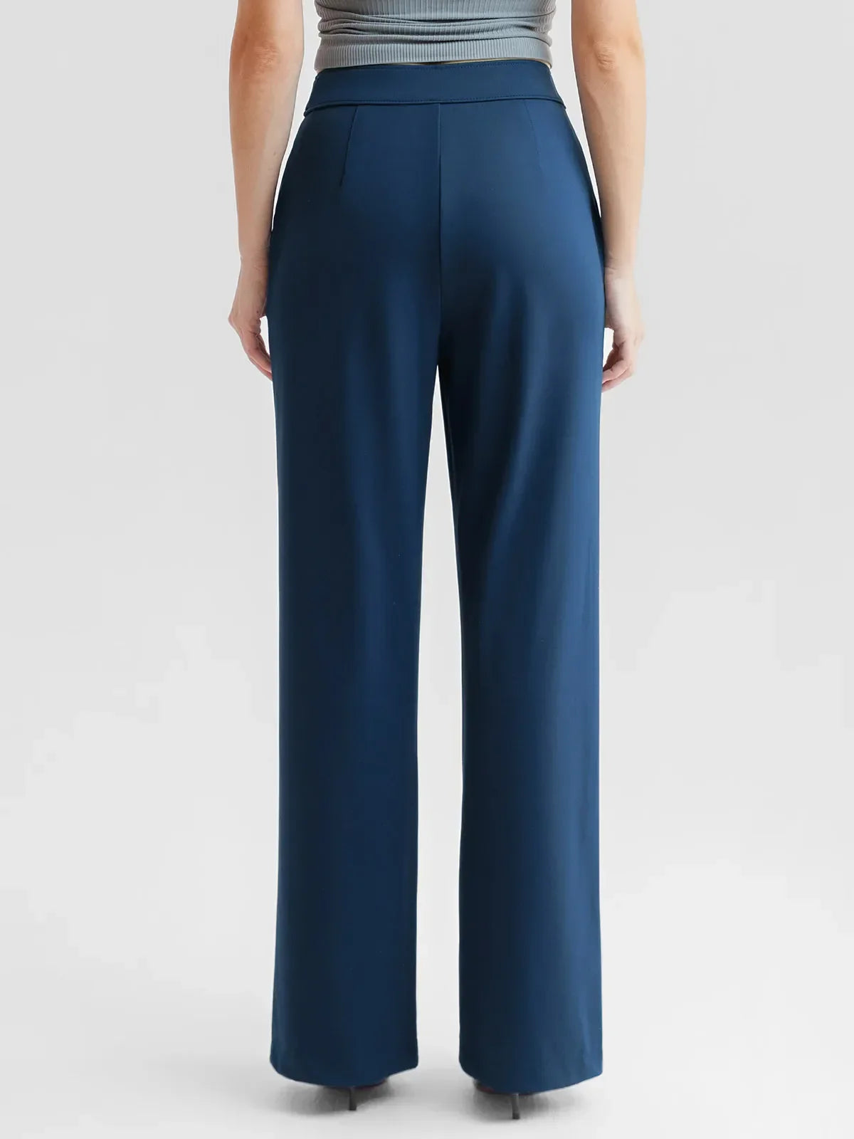 Shapewear Stretch Knit High-Waisted Tummy Control Wide Leg Trousers