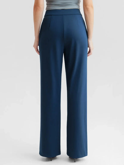 Shapewear Stretch Knit High-Waisted Tummy Control Wide Leg Trousers