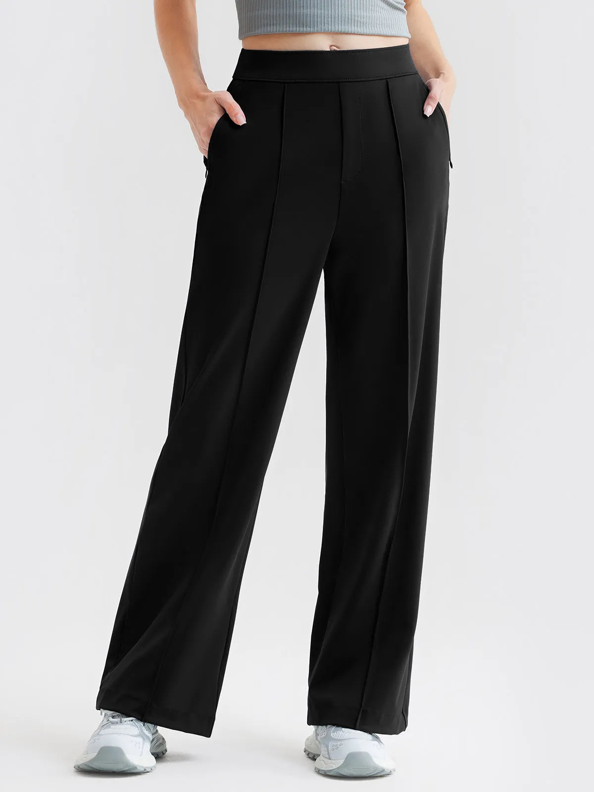 Shapewear Stretch Knit High-Waisted Tummy Control Wide Leg Trousers