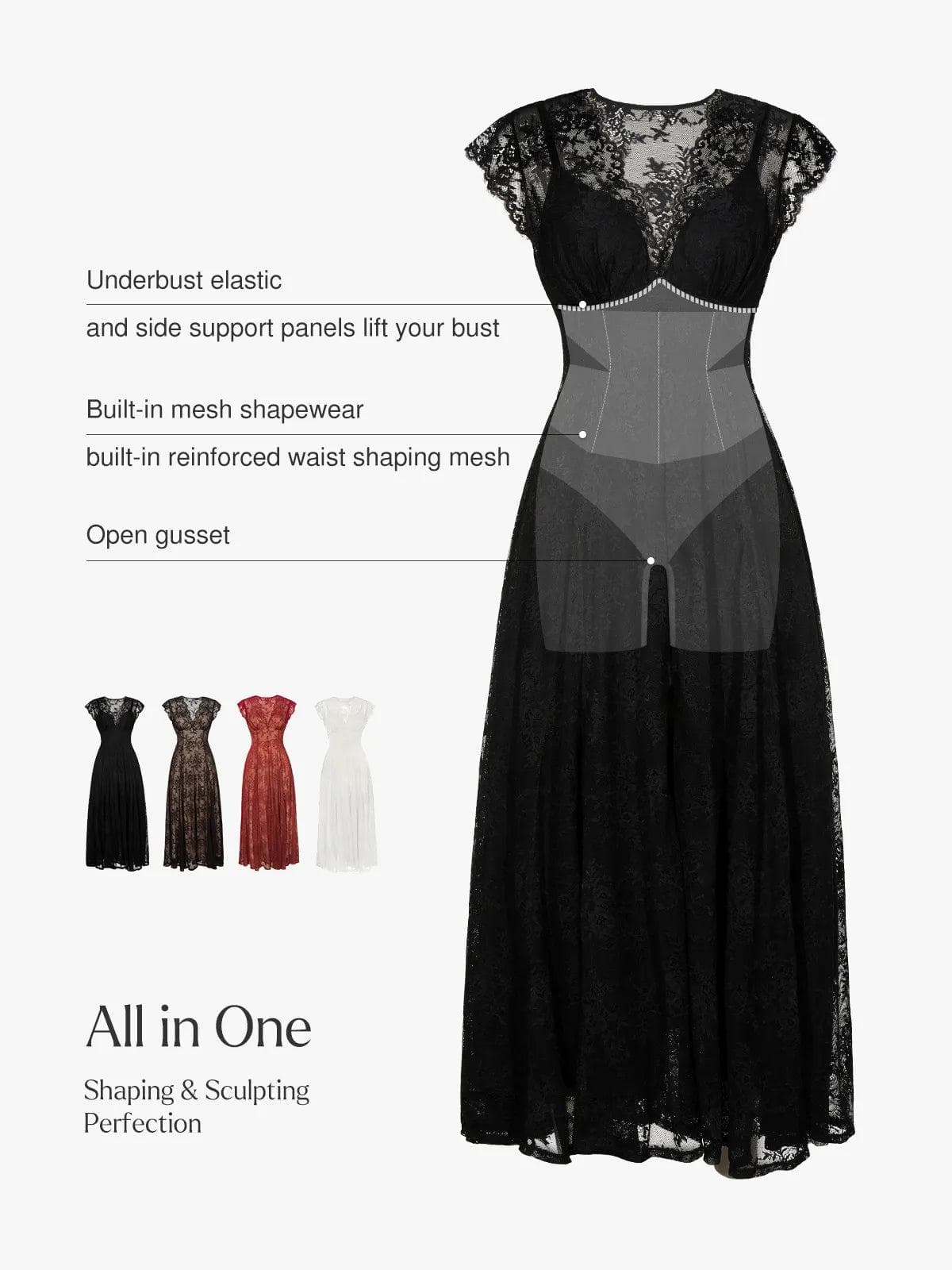 Shapewear Lace Fantasy Mini & Maxi Sculpting Dress Set