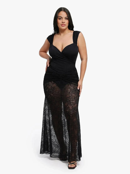 Shapewear Lace Fishtail Coverup Maxi Skirt