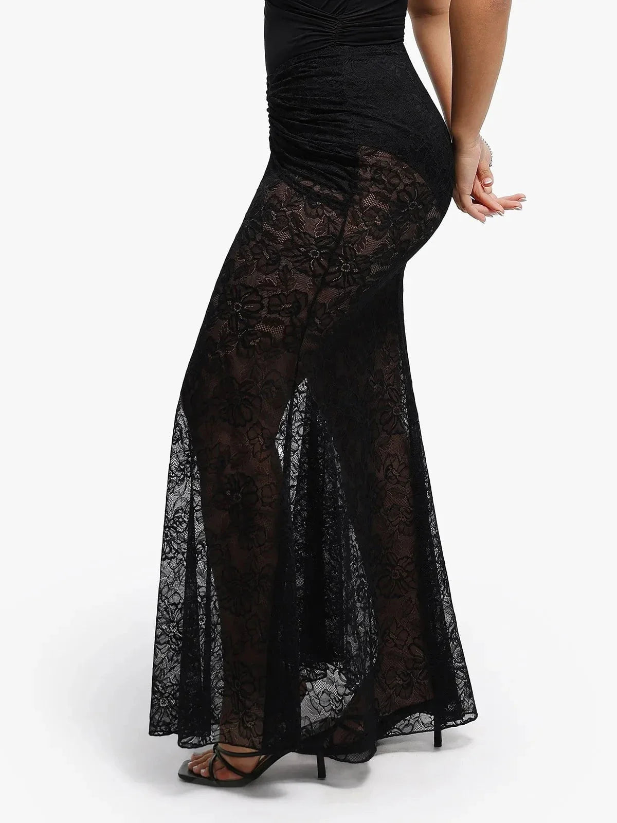 Shapewear Lace Fishtail Coverup Maxi Skirt