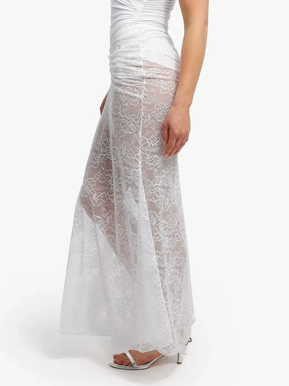 Shapewear Lace Fishtail Coverup Maxi Skirt