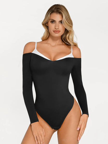 Shapewear Long Sleeve Cold Shoulder Tummy Control Bodysuit