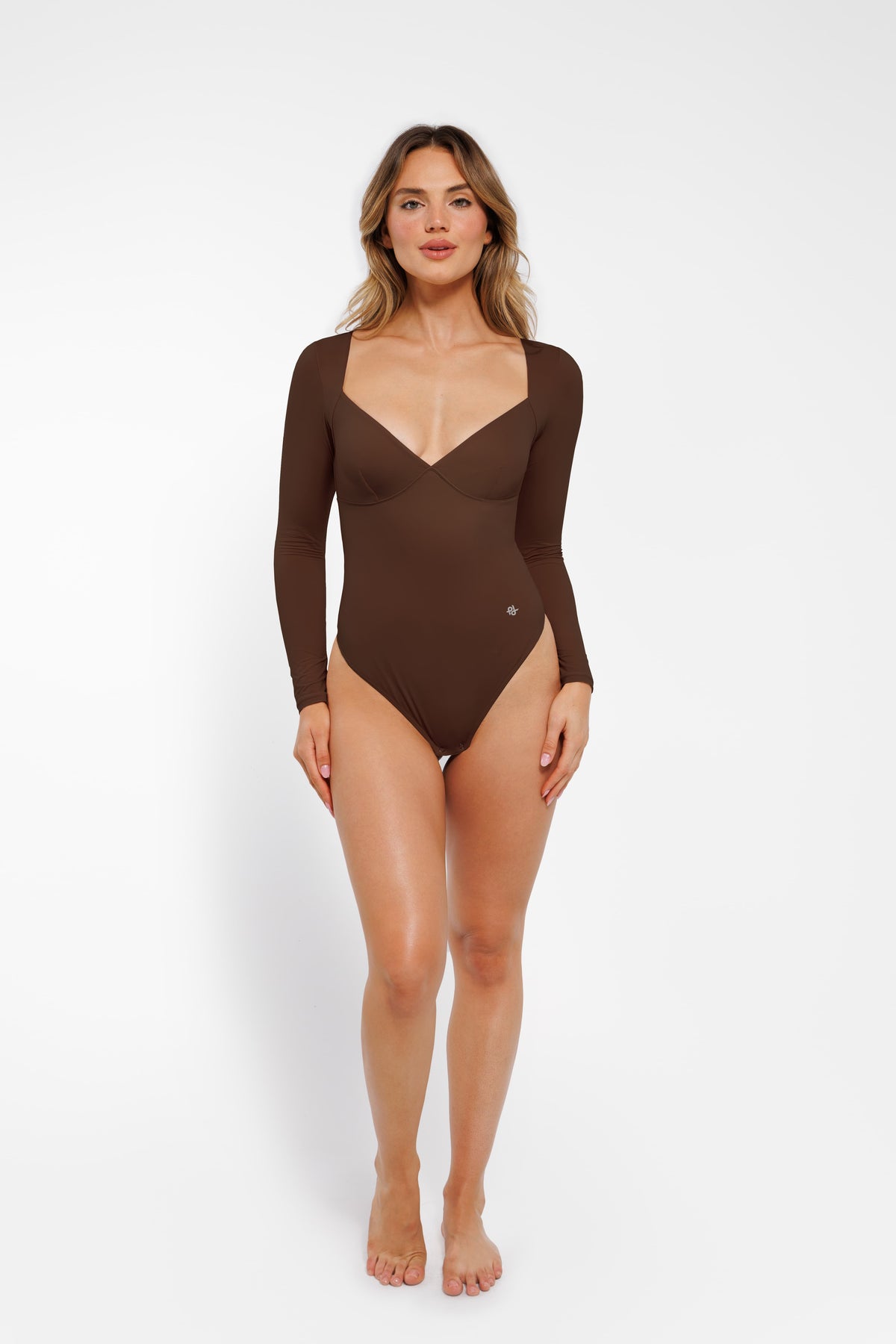 Shapewear Long Sleeve Tummy Control V Neck Bodysuit