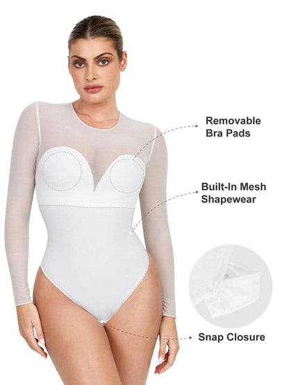 Shapewear Mesh Long Sleeve V-Back Slimming Maxi Dress
