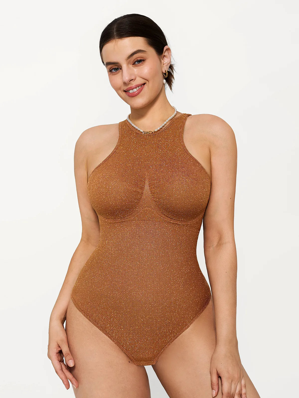 Shapewear Metallic Seamless Tummy-Control Bodysuit
