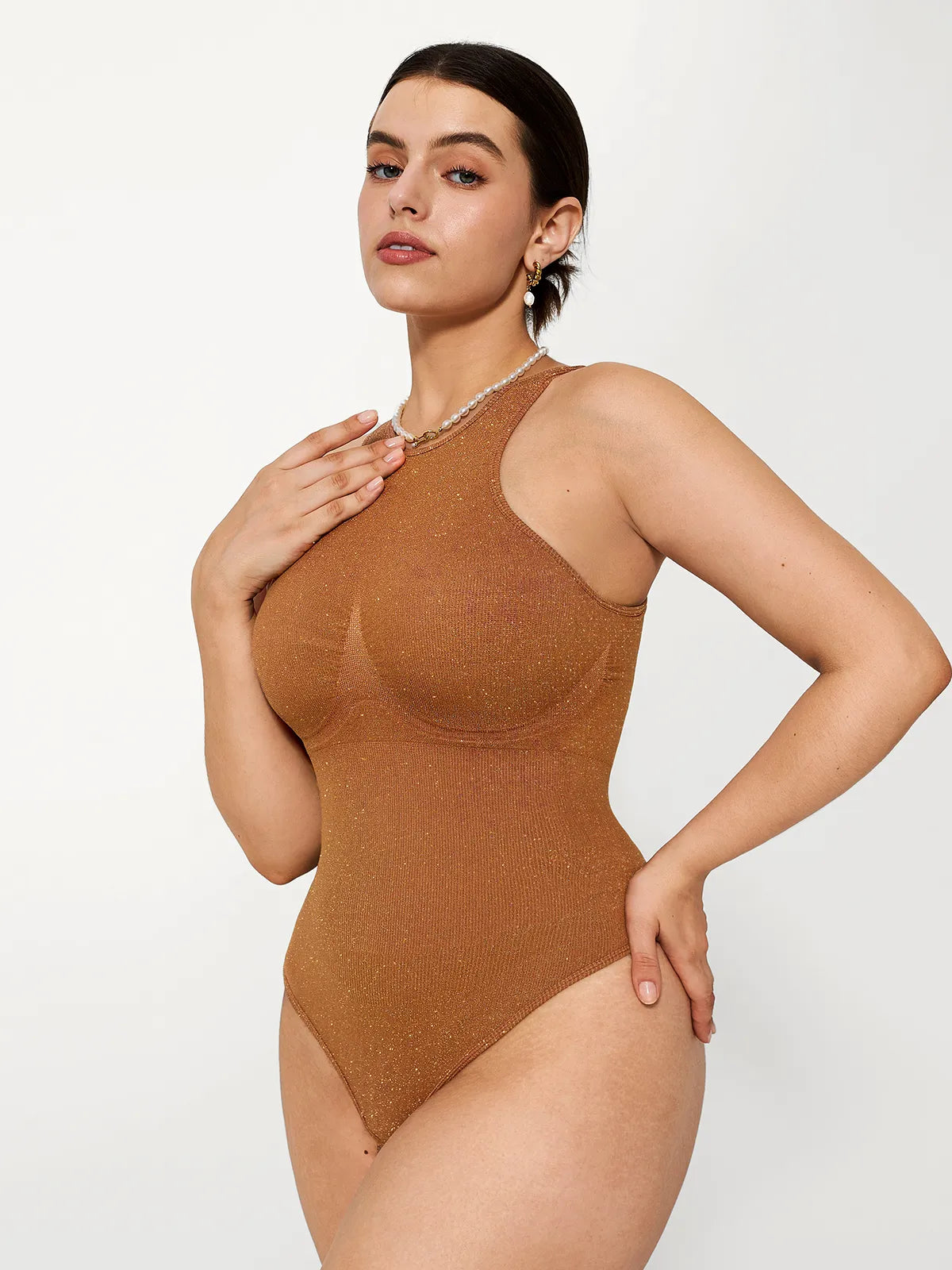 Shapewear Metallic Seamless Tummy-Control Bodysuit