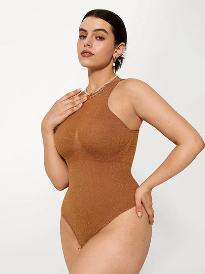Shapewear Metallic Seamless Tummy-Control Bodysuit