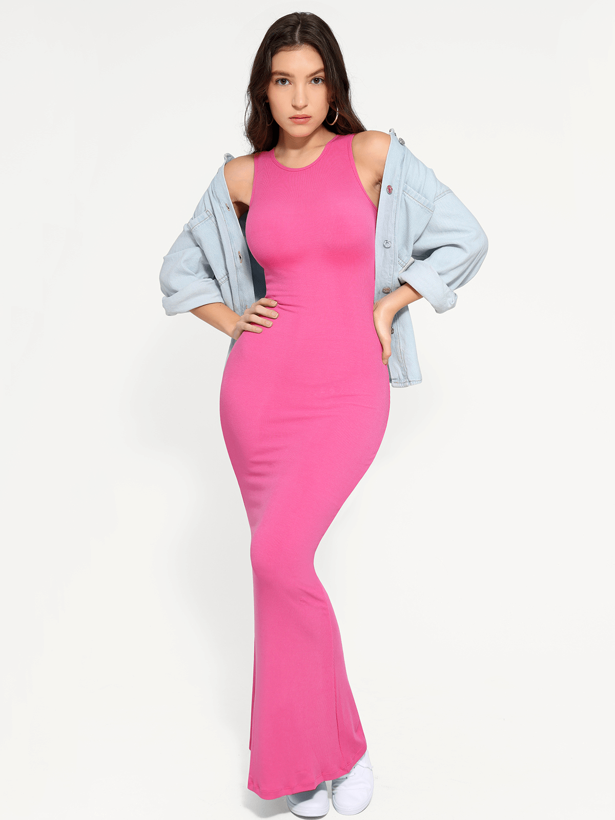 Shapewear Crew Neck Modal Sleeveless Slimming Maxi Dress