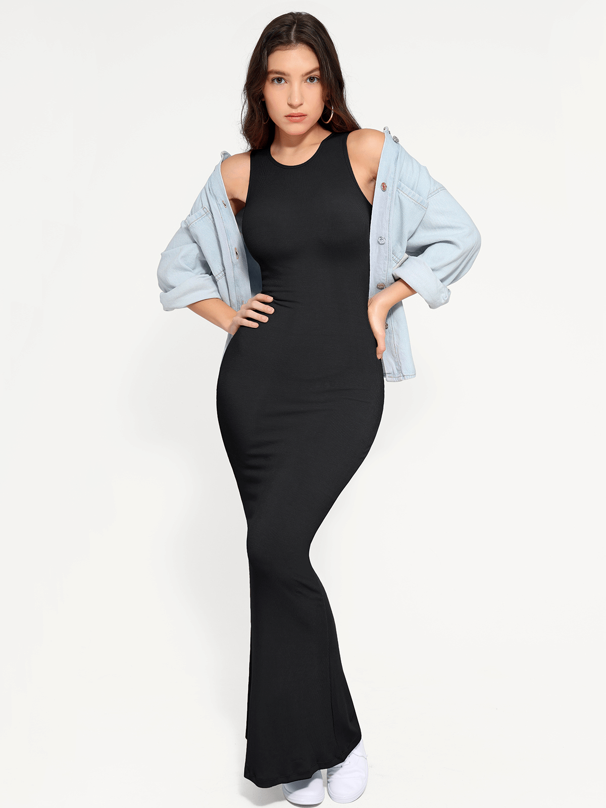 Shapewear Crew Neck Modal Sleeveless Slimming Maxi Dress