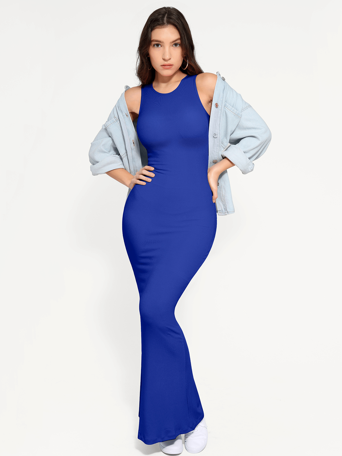Shapewear Crew Neck Modal Sleeveless Slimming Maxi Dress