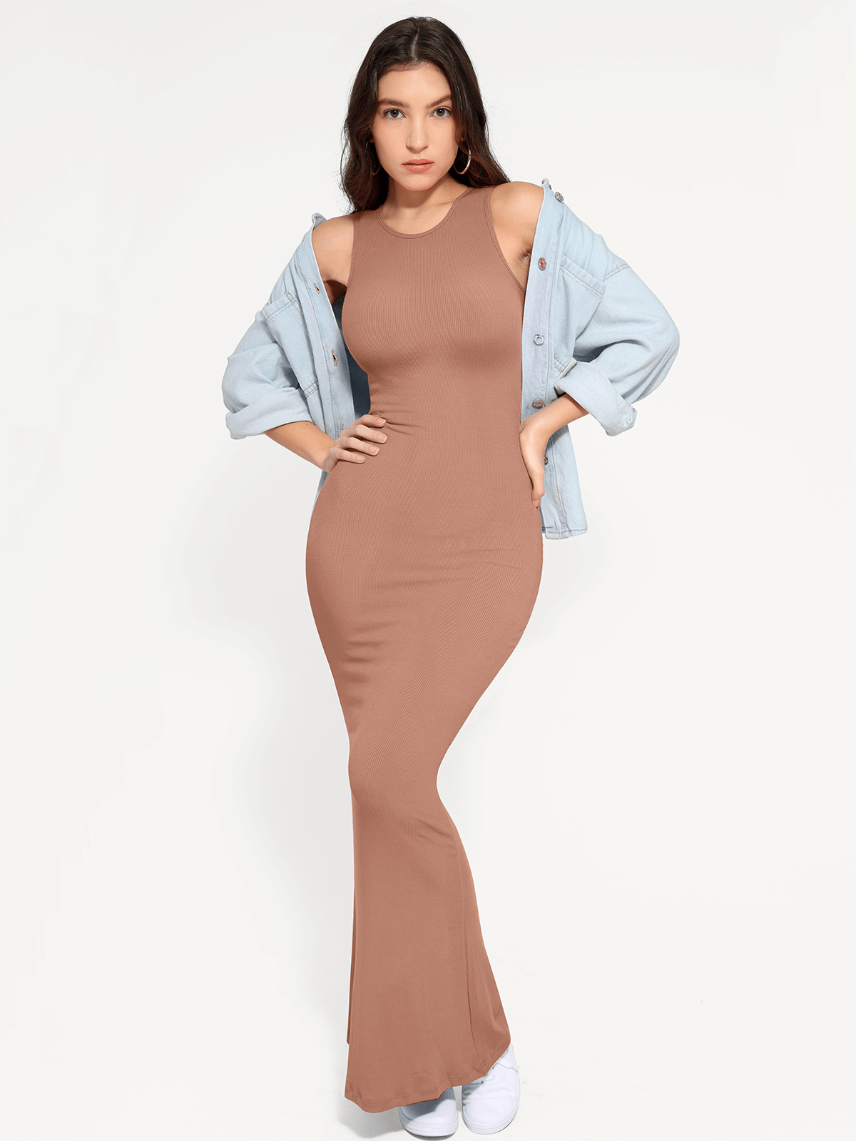 Shapewear Crew Neck Modal Sleeveless Slimming Maxi Dress