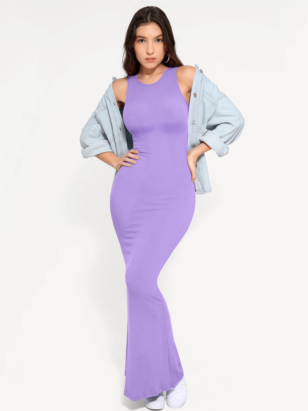 Shapewear Crew Neck Modal Sleeveless Slimming Maxi Dress