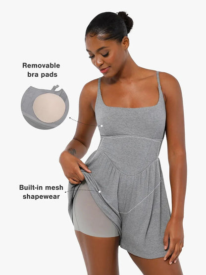 Shapewear Modal Tummy Control Wide-Leg Romper