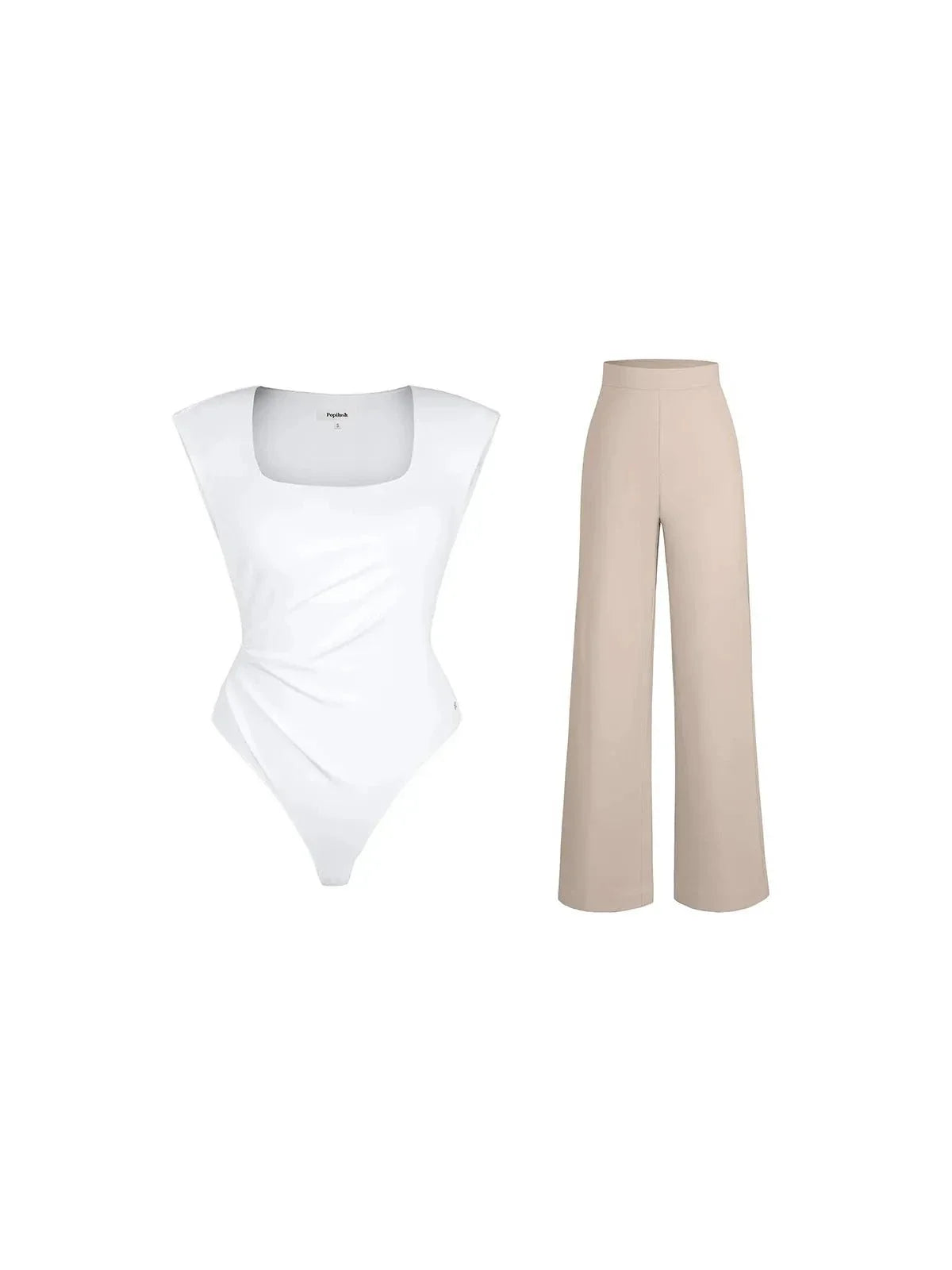 Day To Night Set Solid Sculpting Bodysuit Built-in Shapewear Pants