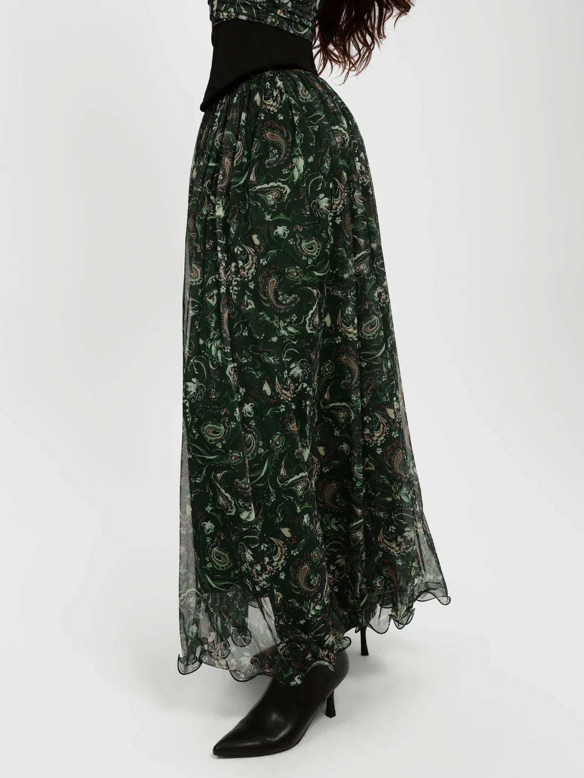 Shapewear Paisley High Waist A-Line Maxi Skirt