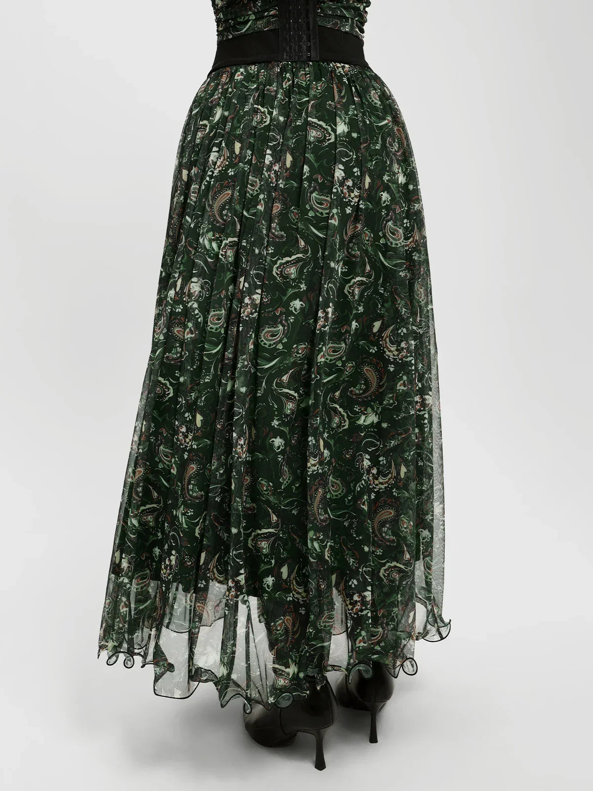 Shapewear Paisley High Waist A-Line Maxi Skirt