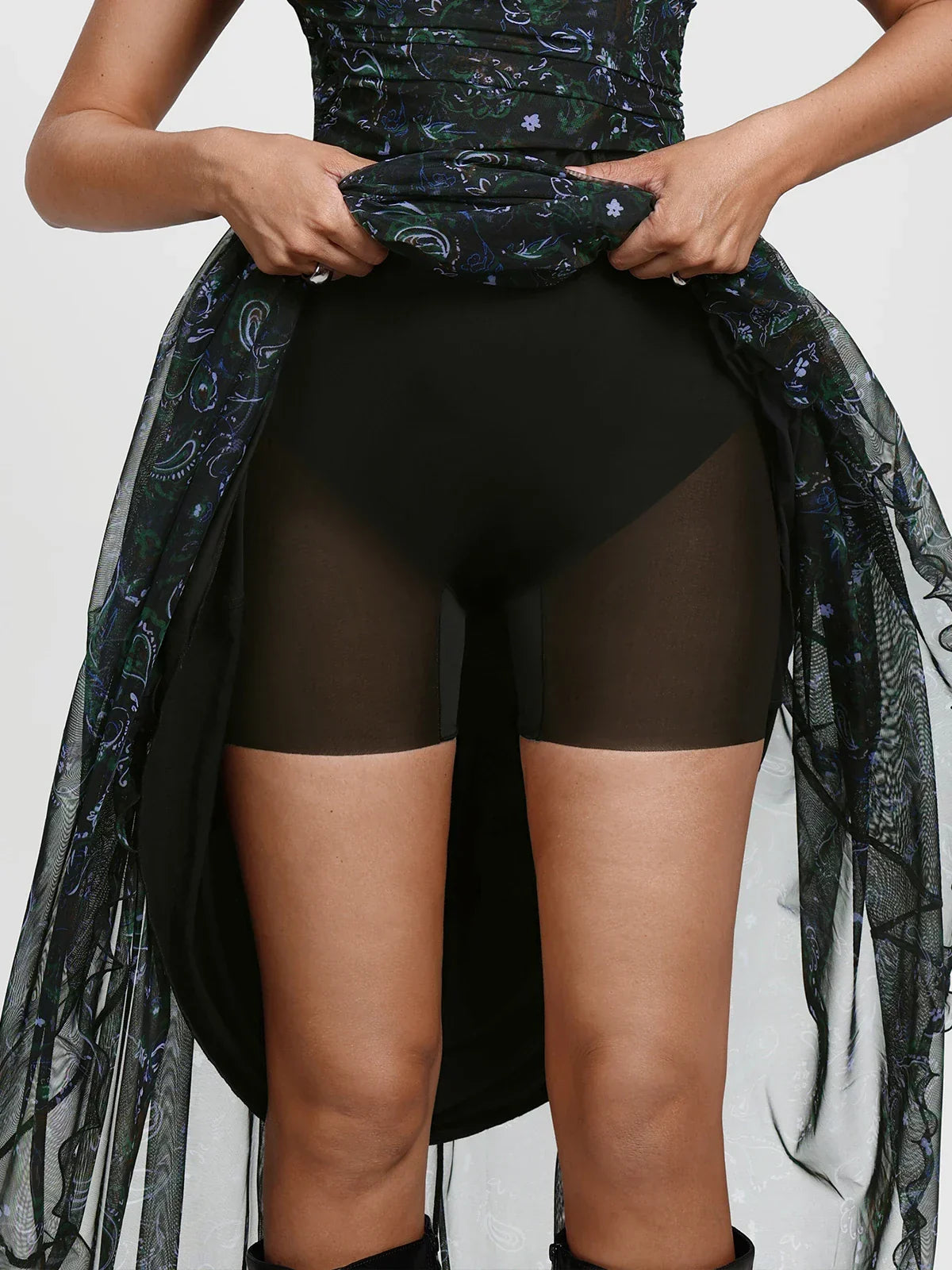Shapewear Paisley High Waist A-Line Maxi Skirt