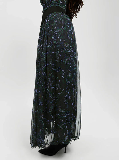 Shapewear Paisley High Waist A-Line Maxi Skirt
