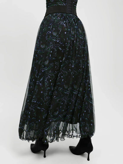 Shapewear Paisley High Waist A-Line Maxi Skirt