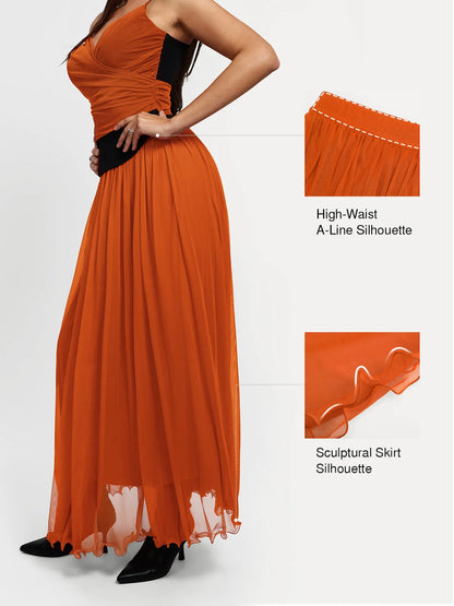 Shapewear Paisley High Waist A-Line Maxi Skirt