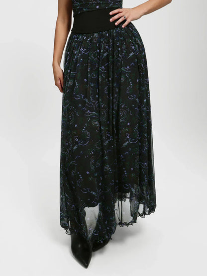 Shapewear Paisley High Waist A-Line Maxi Skirt