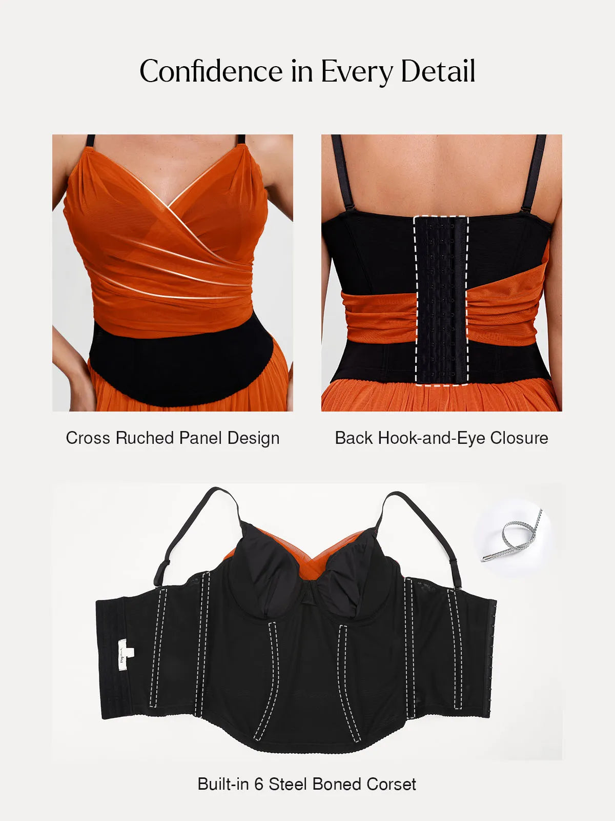 Shapewear Paisley V Neck Mesh Cami Corset Top