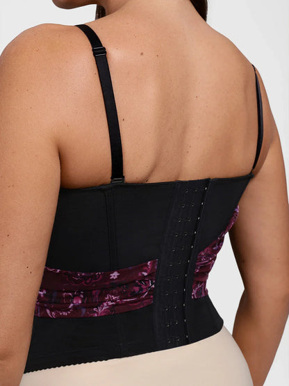 Shapewear Paisley V Neck Mesh Cami Corset Top