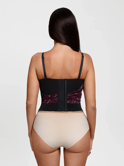 Shapewear Paisley V Neck Mesh Cami Corset Top