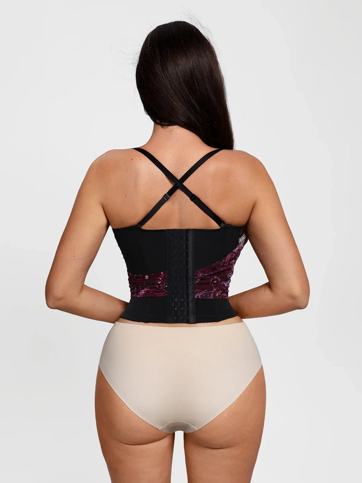 Shapewear Paisley V Neck Mesh Cami Corset Top